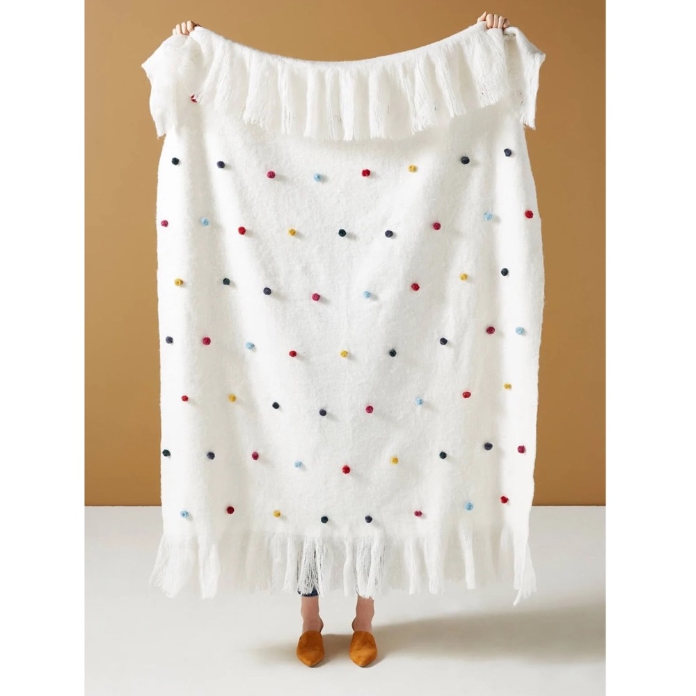 Anthropologie Hilda Pom Throw Blanket